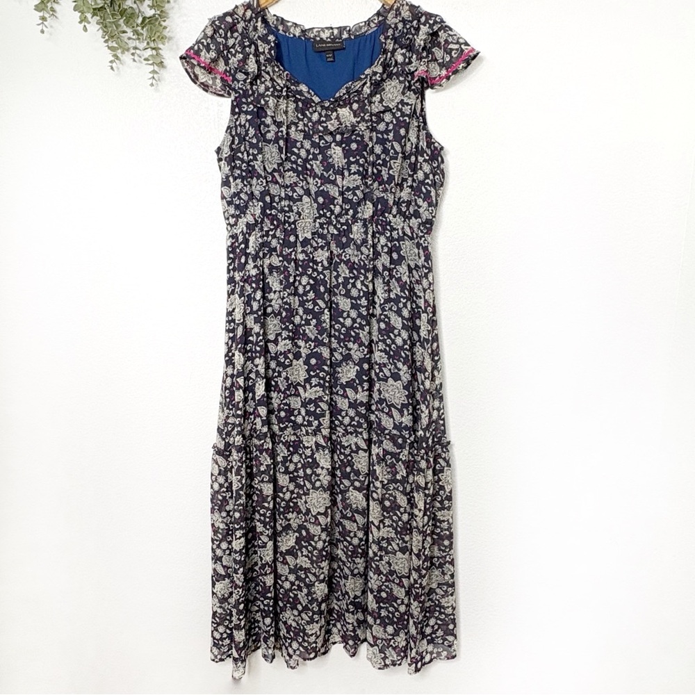 LANE BRYANT • Flutter Sleeve Blue‎ Floral Maxi Dress